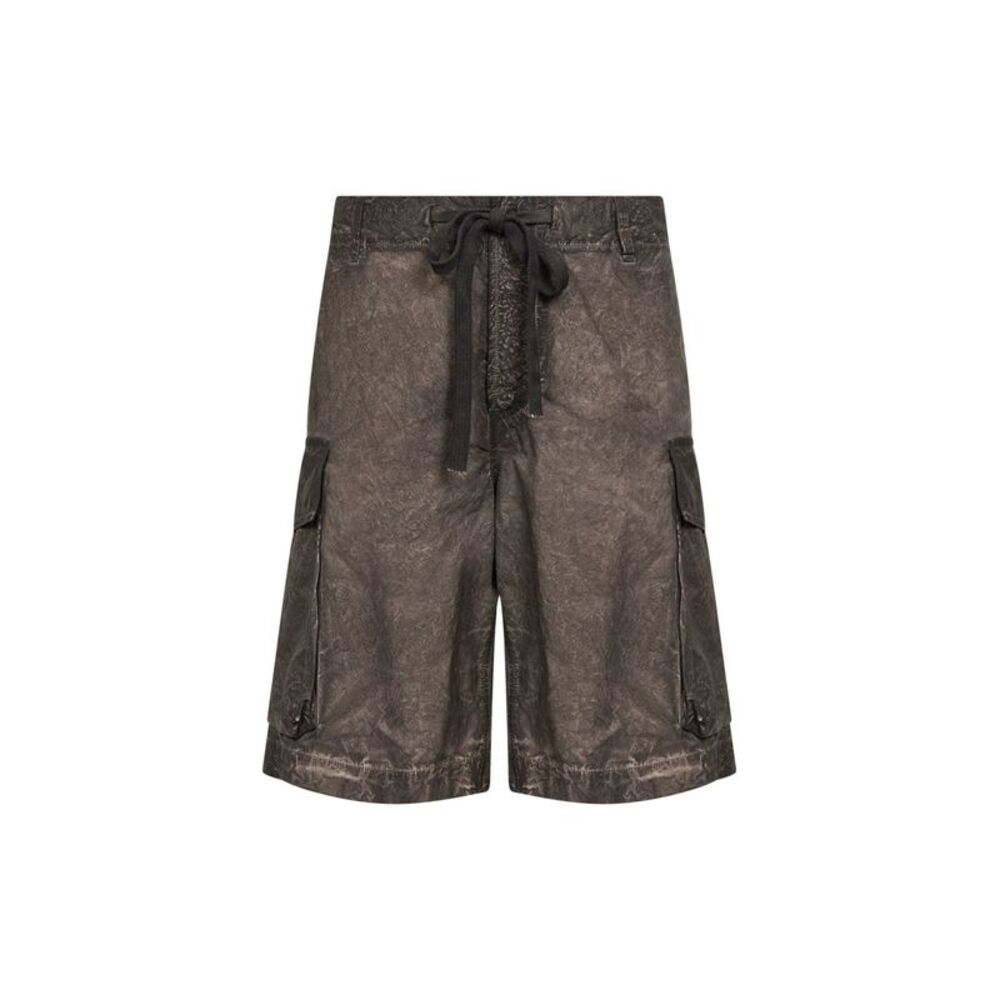 Uma Wang Men Grey Brown Washed Jersey Bermuda Shorts